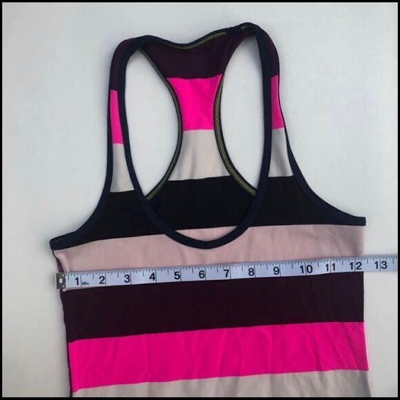Lululemon Cool Racerback Pow Stripe Raspberry hot pink black -4 - Picture 4 of 9